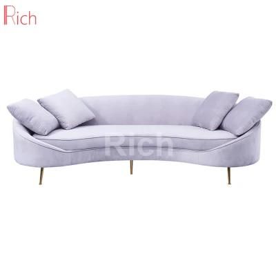 Lounge Furniture Fabric Wedding Couch Modern Velvet Curved Sofa 4-Seater
