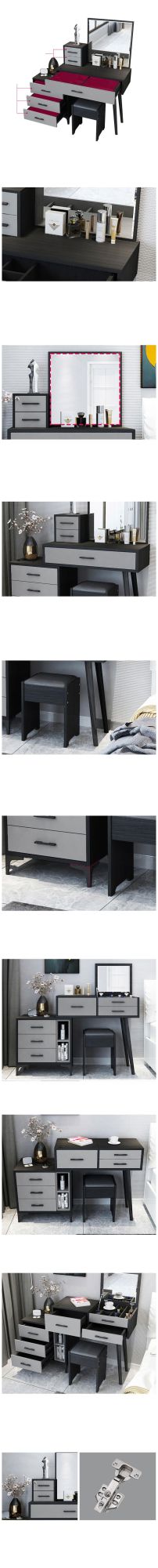 Gray Dressing Table Light Luxury Modern High-End Bedroom Modern Minimalist Storage Cabinet Integrated Dressing Table 0020