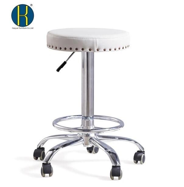 Adjustable Rolling Bar Stool with Backrest