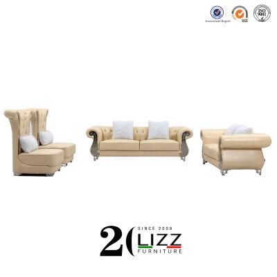 Luxury Home Furniture Italian Genuine Leather Classical Chesterfield Sofa