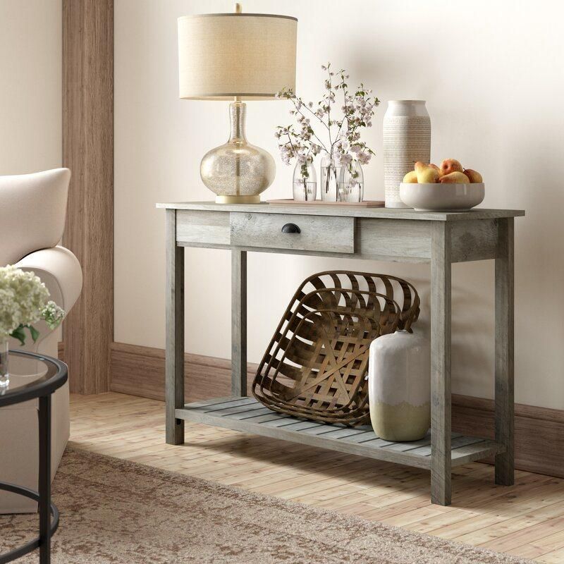 Hotel Furniture Gray Wash 48" Side Table Console Table Desk with Storage Drawer