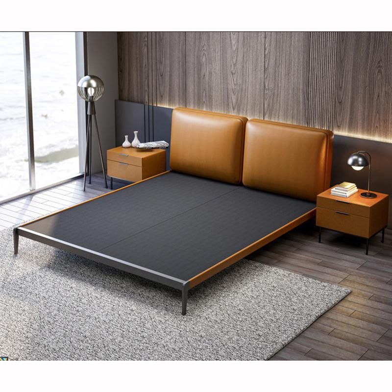 Modern Upholstered Genuine Leather King Size Bed Luxury Home Furniture Bedroom Set