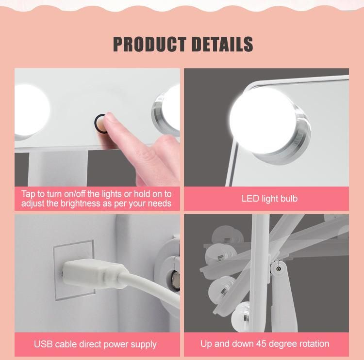 Hollywood Makeup Mirror Lighting with 4 Bulbs for Vanity Table Set