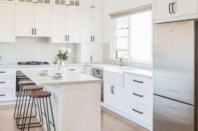 Residential Projects French Style White Shaker Corner Lacquer Countertop Oak Wall Storage Cabinets for Kitchen