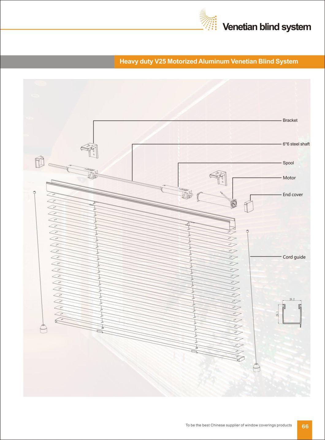 Customized Heavy Duty V25 Manual or Motorized Aluminum Blade Louver Window Venetian Blind for Venetian Blind System