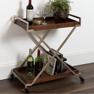 Home Basic X Design 2-Tier Rolling Kitchen Trolley Utility Dining Bar Cart