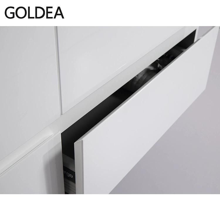 High Gloss White PU Painting Bathroom Cabinet Double Sink Bathroom Vanity
