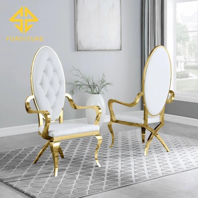 Sawa Luxury Dining Furniture Golden Metal Frame Stainless Steel Steel Pipe Chair PU Leather Wedding Dining Chair