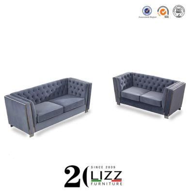 Divani Romania Chesterfield Modern Living Room Velvet Fabric Couch Furniture Set