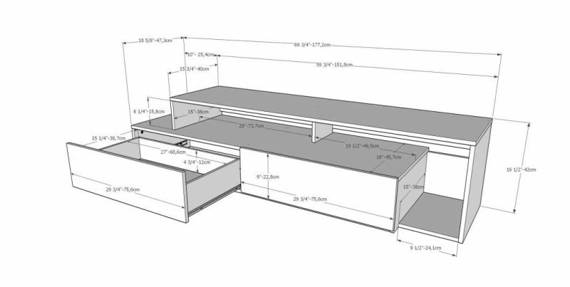 TV Stand, Maple Laminate and White Melamine