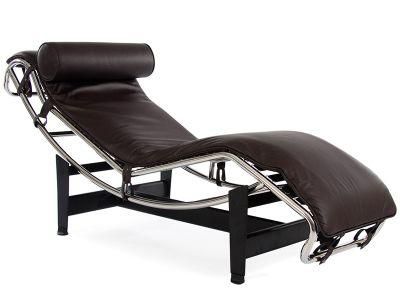 Modern Chaise Lounge Leisure Chair Leather and Steel Tubular Frame Lounge Chair