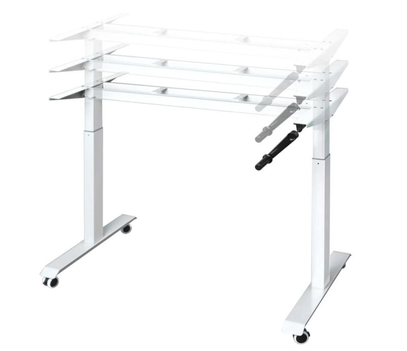 Noiseless Hand Crank Height Adjustable Standing Table Frame for Computer