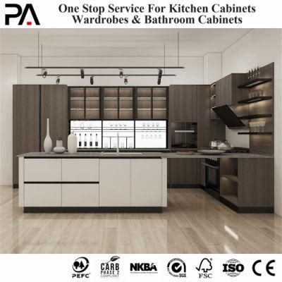 PA Melamine Pantry Wall Glass Door Cabinet Particle Board Wood Kitchen Furniture