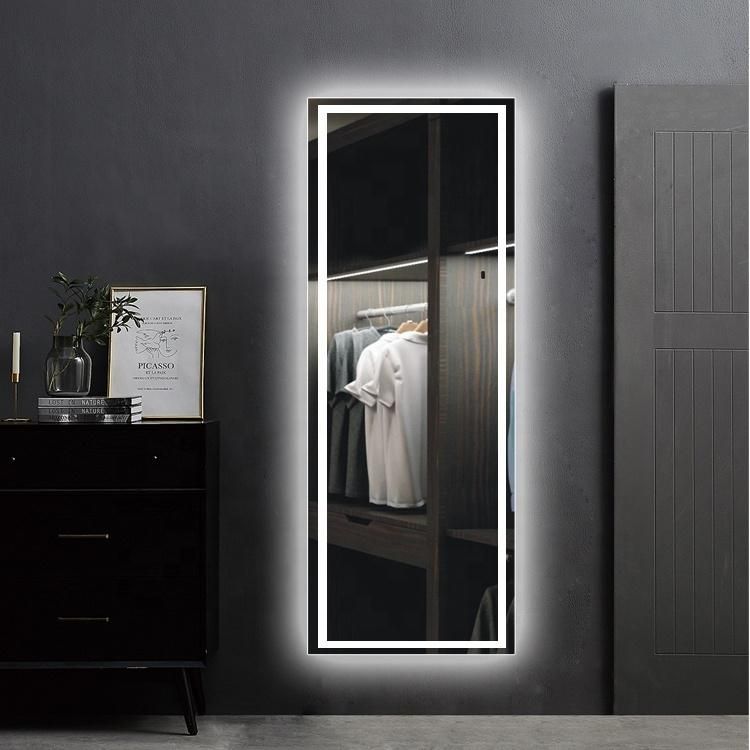 Custom Logo Luxury Frameless Floor Full Length LED Wall Dressing Mirror