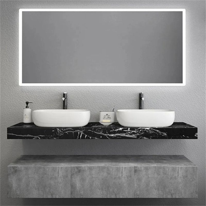 Rock Plate Bathroom Cabinet with Round Mirror
