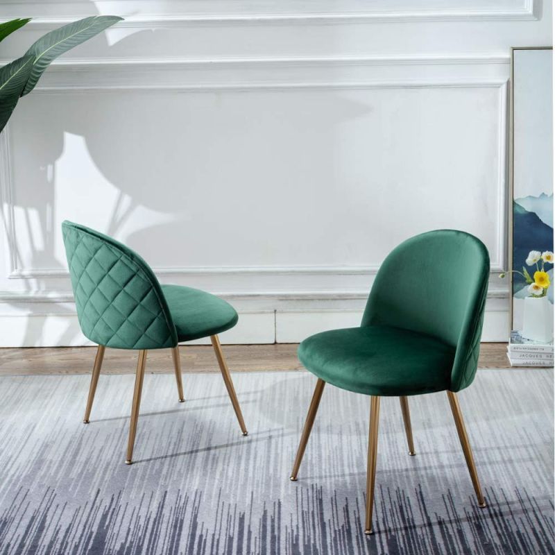Nordic Modern Luxury Cafe Soft Velvet Gold Metal Legs Chairs Hotel