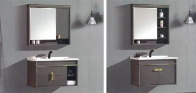 Sairi Factory Directly Modern Hotel Wall Hung Mirror Wash Basin Vanity PVC Bathroom Cabinet