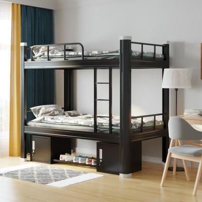 Heavy Duty Easy Assembly Black White Two Layers Dormitory Steel Bunk Bed