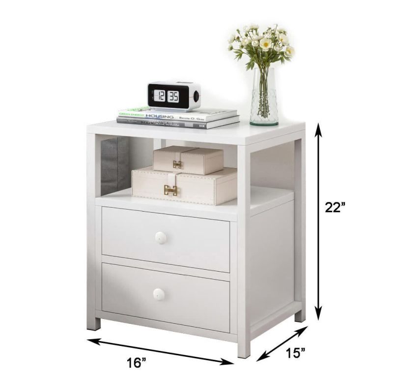 Nightstand with Drawers, White Nightstand, End Table