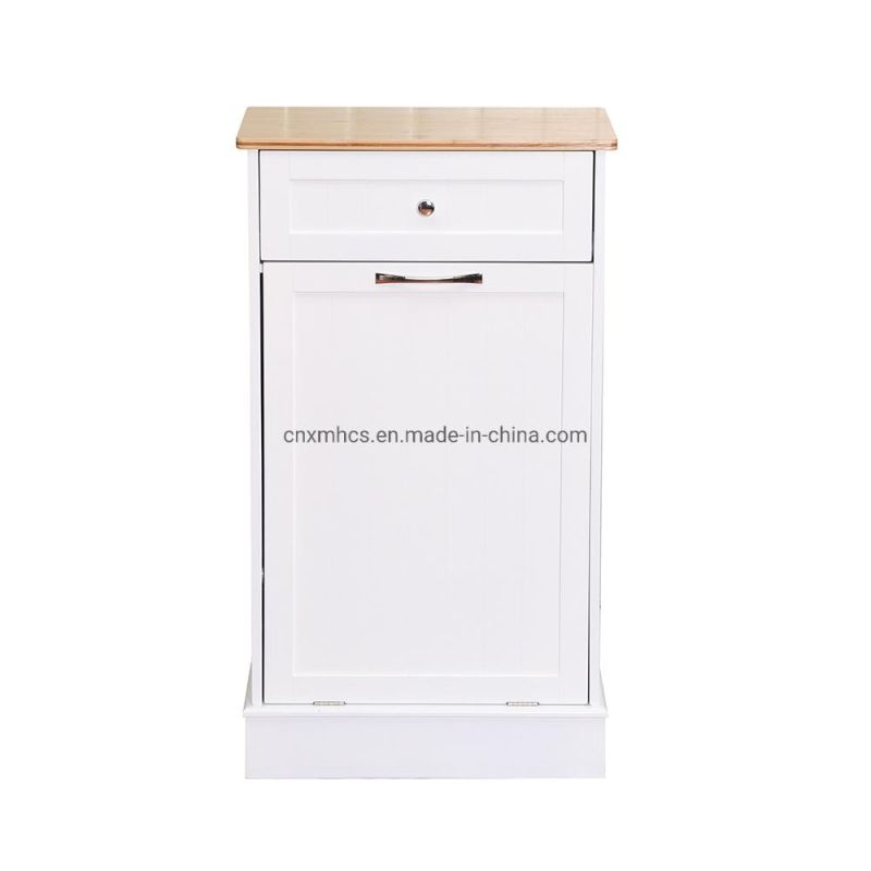 Modern White Wooden Corner Storage Cabinet Bedside Table Drawers Trash Dustbin Waste Bins for Living Room / Bedroom / Kitchen
