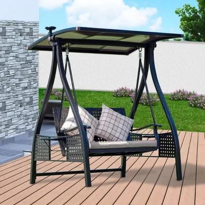 Modern PVC Sun Visor Canopy Luxury Hanging Swing Solar LED Light Garden Swing Chair