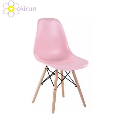 Simple Style Indoor Leisure Plastic Chair Dining Chair with Wood Legs