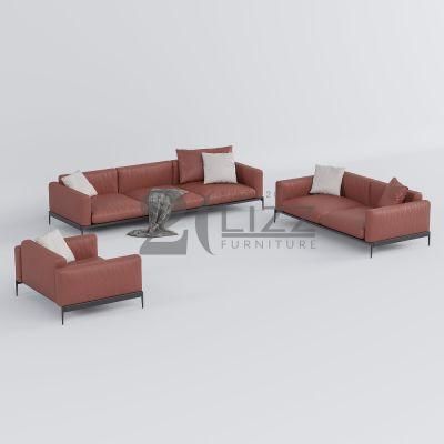 European Nordic Design Sectional 1+2+3 Home Office Furniture Set Luxury Geniue Leather Sofa