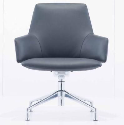 Modern Medium Back Ergonomic Revolving Leather Upholstery Office Meeting Chair