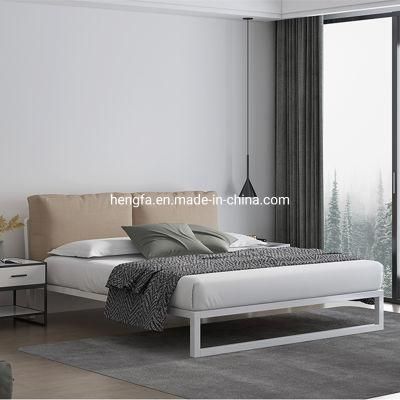 Bedroom Luxury Hotel Furniture Steel Frame Double Size Fabric Bed