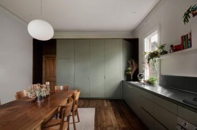 New Design L-Shaped Cupboard Green Modular Furniture Kitchen Cabinet Guangzhou