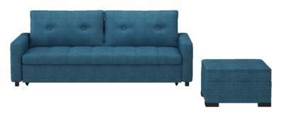 Chinese Manufacturer Selling Blue Living Room Fabric Double Seater Sofa with Pedal