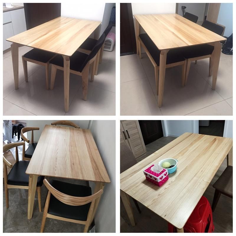 Modern MDF Wood Oak Kitchen Rectangle Dining Table Set