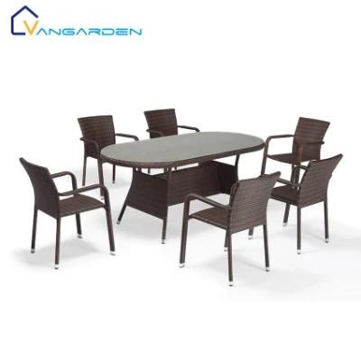 Wholesale 6 Seater Outdoor Patio Furniture Rattan Dining Set