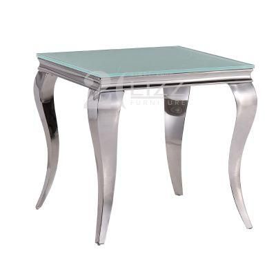 Hot Selling Living Room Furniture European Silver Stainless Steel Console Table with Marble Top