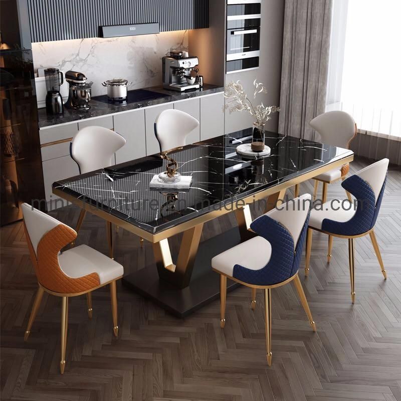 (MN-DT629) Home Modern Simple Marble/Slap Top Dining Table Furniture