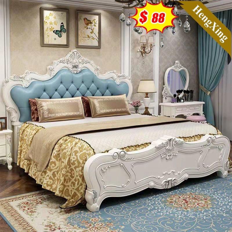 Luxury Modern Big Size Leather Top Wood Frame Bedroom Beds