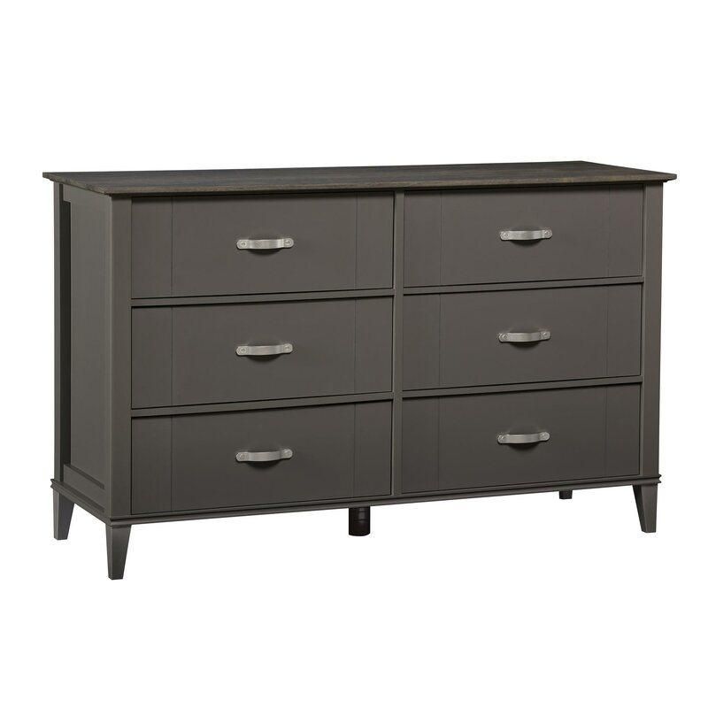 Classic Furniture Coffee Table Wooden Cabinet Black 6 Drawer Double Dresser Sideboard for Bedroom