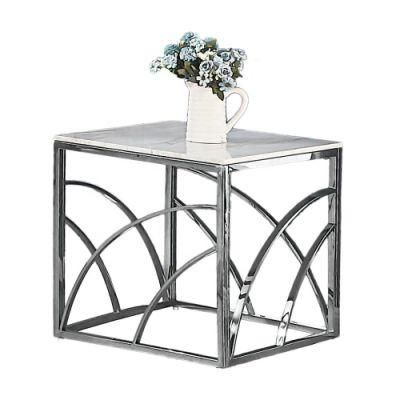 China Wholesale Furniture Polished Stainless Steel Glass Top Outdoor Garden Table Coffee Table