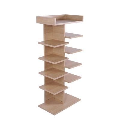 Modern Popular Home Furniture Bookcase Asymmetrical Design Diagonal Bookshelf Wooden Floor Standing Display Storage