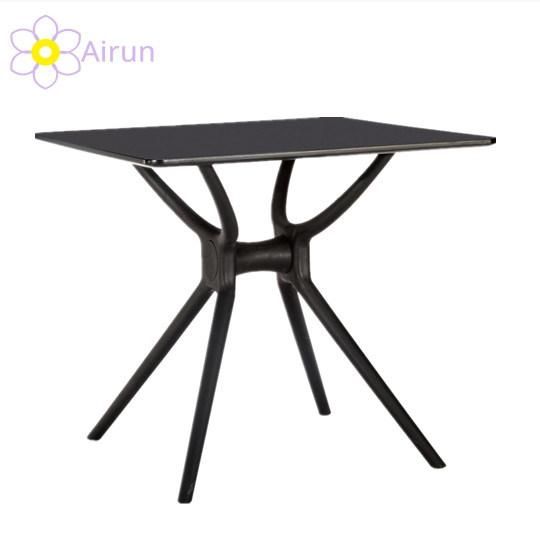 Dining Room Furniture PP Plastic Leg Tempered Glass Top Dining Table for 4 Seater