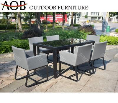 Outdoor Modern Garden Hotel Resort Cafe Restaurant Apartment Fabric 6 Seater Dining Furniture