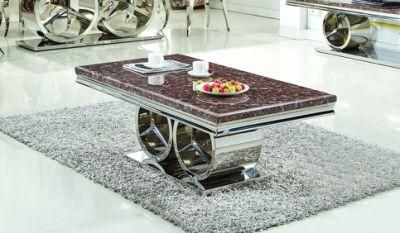 Stainless Steel Marble Top Coffee Table for Home Furniture