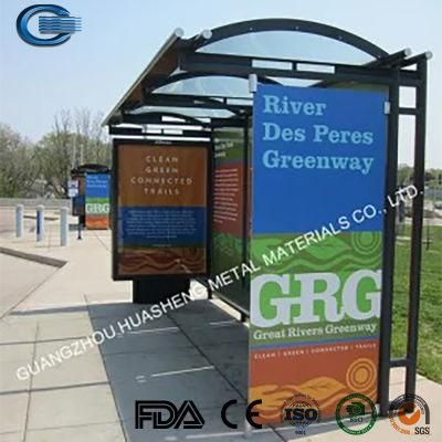 Huasheng Sustainable Bus Shelter China Metal Bus Stop Manufacturer Modern Waiting Bus Shelter Design Bus Stop Shelter