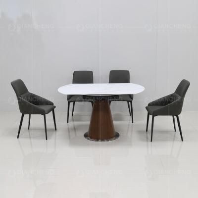 Minimalist Modern Design Dining Room Set Wooden Base Extendable Dining Table