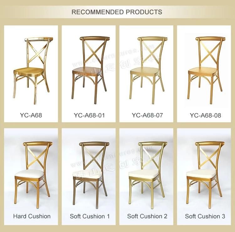 Yc-A68-08 Rental Event Stackable Gold Metal Cross Back Chair for Sale