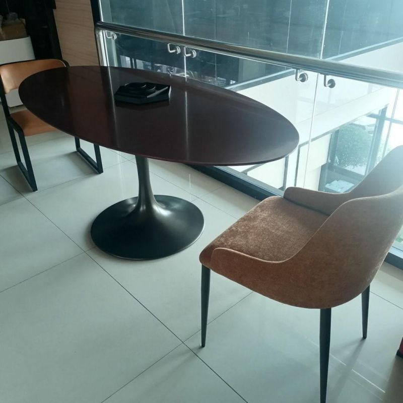 China Hot Sale Contemporary Diningroom Furniture Sintered Stone Top Trumpet Shape Steel Base Dining Table Coffee Table