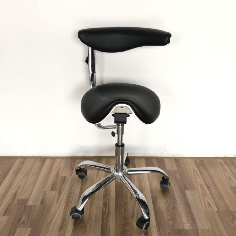 Ergonomic Saddle Chair - Comfortable Saddle Stool with Wheels - Swivel Salon Cutting Stool