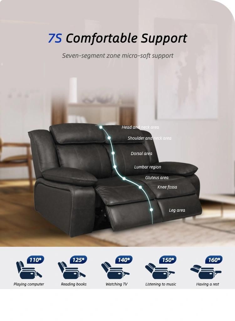 Hot Sale Modern Sectional Two Seat Electric Leather Sofa Loveseat Recliner Set