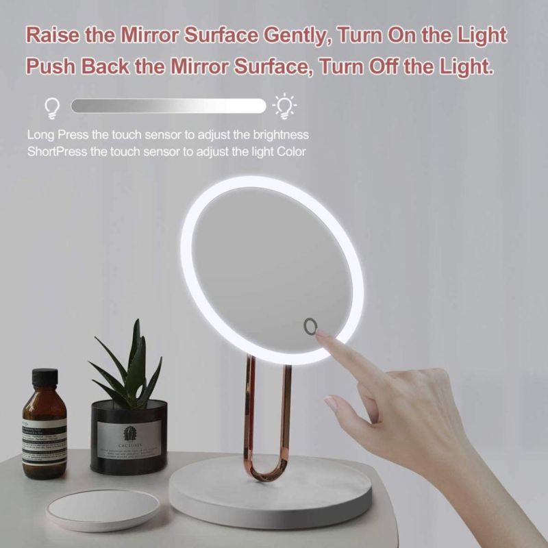 Rechargeable 8 Inch Lighted Vanity Makeup Cosmetic Mirror High Definition Portable Desk Beauty