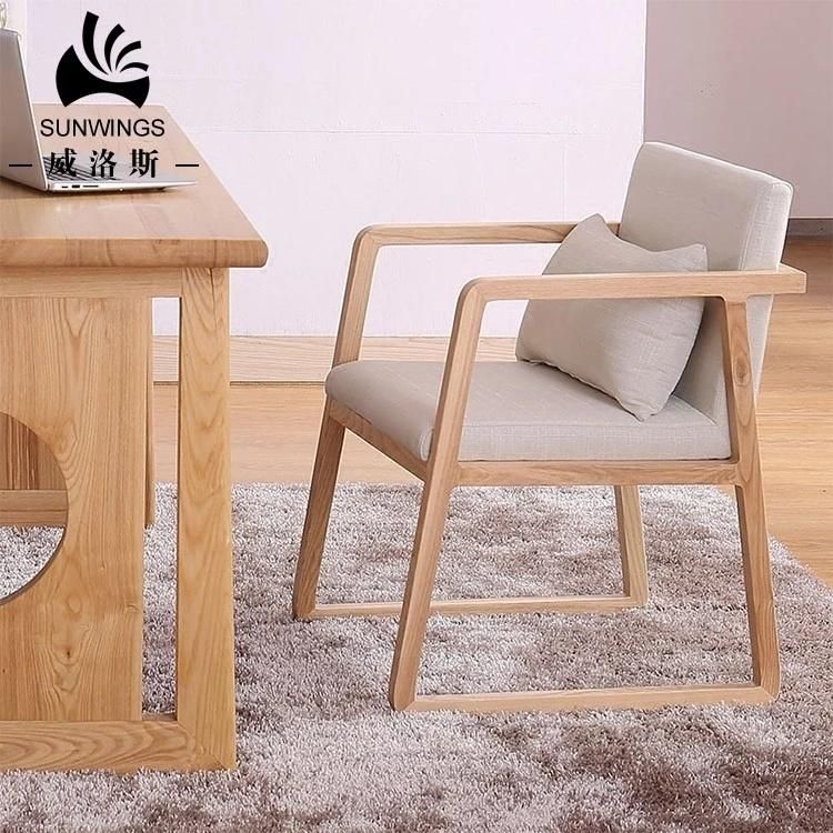 Foshan Furniture Factory Soft Cushion Fabric Wood Dining Chair Armchair Low M. O. Q.